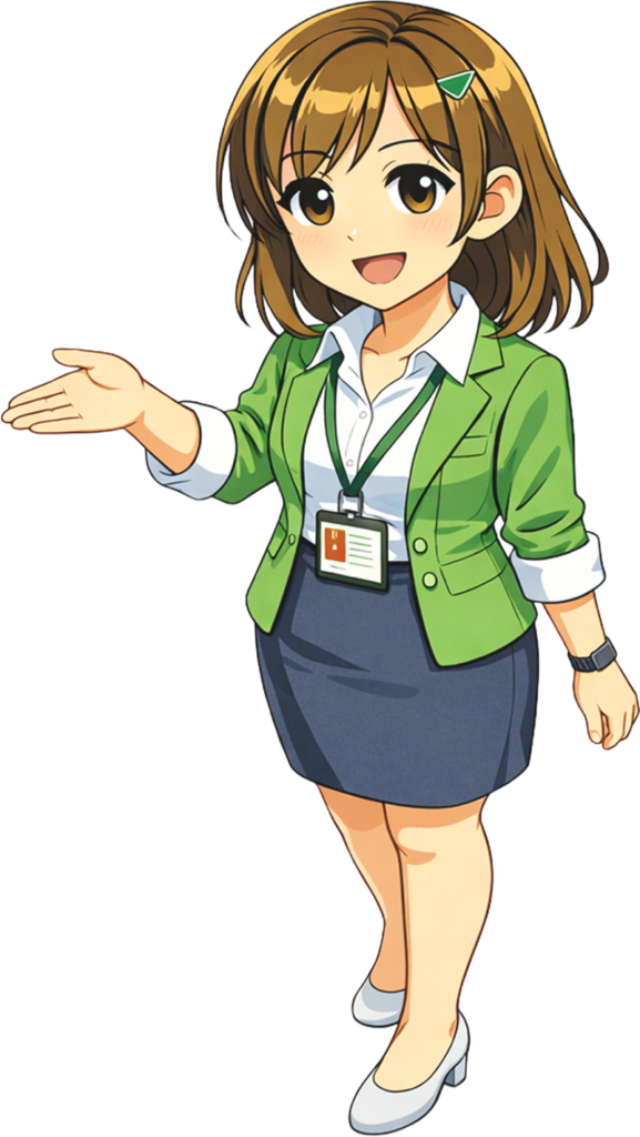 案内している女性キャラクターの画像