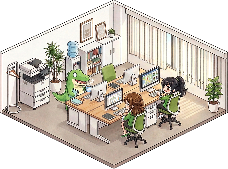 オフィスで作業しているイメージイラスト